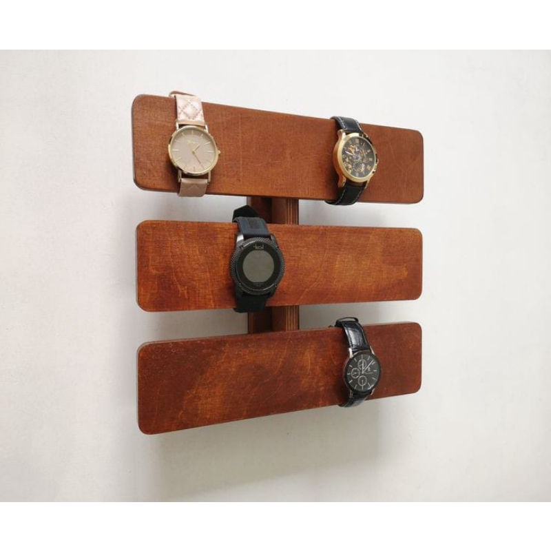 Pajangan gelang dan jam tangan tempat perhiasan DISPLAY BOX JAM TANGAN GANTUNG | TEMPAT JAM | WATCHBOX | KOTAK ARLOJI Tempat Pajangan Jam Tangan dan Perhiasan Premium Pajangan display jam tangan 3 tier wooden watch display stand storage