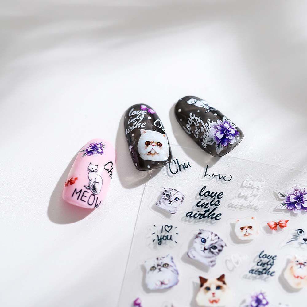 Mxbeauty Kartun Stiker Kuku Fashion Perekat Diri Manicure Aksesoris Kelinci Cinta Hati Beruang Nail Art Dekorasi