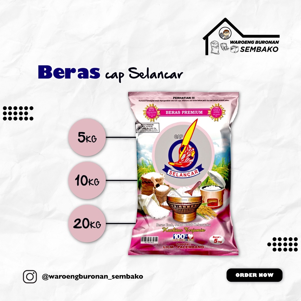 

BERAS SELANCAR/PATIN/TOPI KOKI/RAJA PLATINUM/RAJA ULTIMA 5 KG