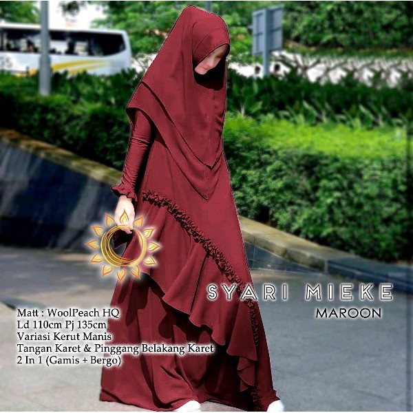 H KID HIJAB SYARI MEIKE Baju gamis muslim anak perempuan cewe bergo ngaji lebaran idul fitri modern