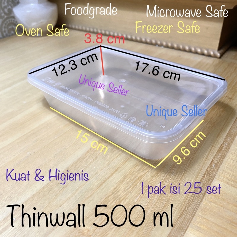 Thinwall Rectangle Victory 500 ml isi 25 set / Thinwal Rectangle Victory 500ml / Thinwall Kotak Panjang 500 ml / Thinwal Kotak 500ml / Kotak Makan 500 ml / Thinwal Rectangle 500ml 500 ml