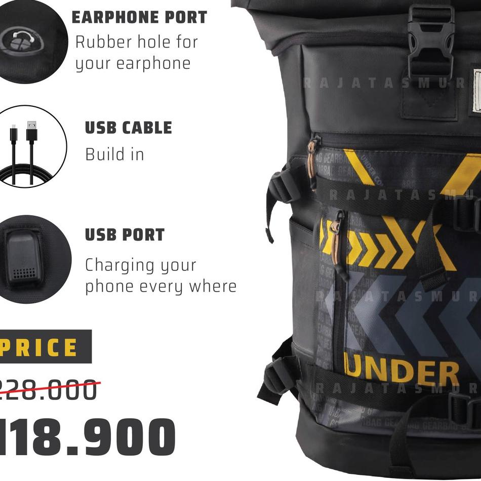 Model Terheboh TAS TRAVEL - Ransel Gunung Outdoor Tas Ransel Pria Gear Bag 13131 - Montego + 2 PORT USB Charger