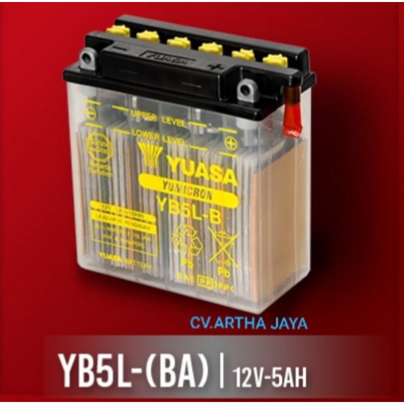 AKI / ACCU YUASA YB5LB (BASAH) 12V-5AH / 12 VOLT - 5 AMPERE ( GRAND / LEGENDA / SUPRA / SUPRA FIT / 