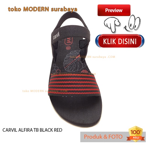 Sandal wanita sandal gunung flip flop CARVIL ALFIRA TB BLACK RED