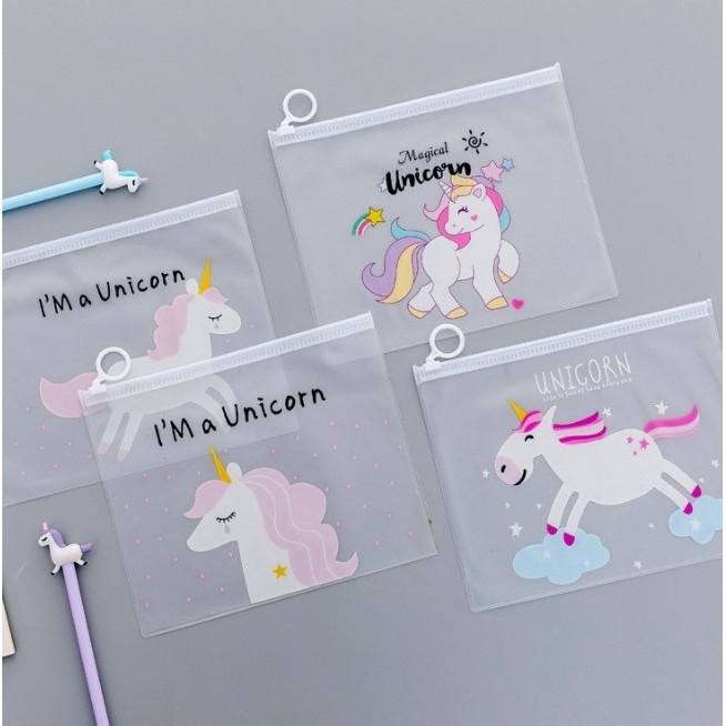 

Pouch Tas Kosmetik / Tempat Pensil Transparan Lucu Motif Unicorn