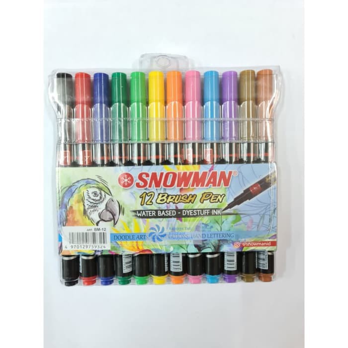 

SNOWMAN 12 BRUSHPEN / BRUSH PEN / KUAS KALIGRAFI WARNA 12 RJT