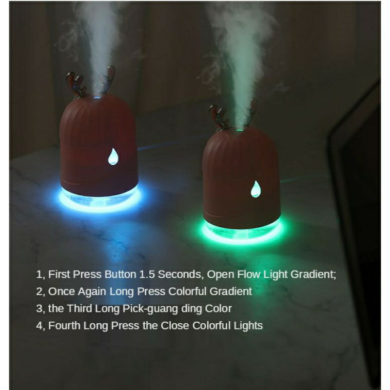 Humidifier / Diffuser / Pelembab Udara dengan lampu LED