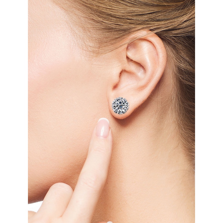 Anting Tusuk Sterling Silver 925 Desain Mahkota Hias Zircon Berlian Imitasi Gaya Korea Untuk Unisex