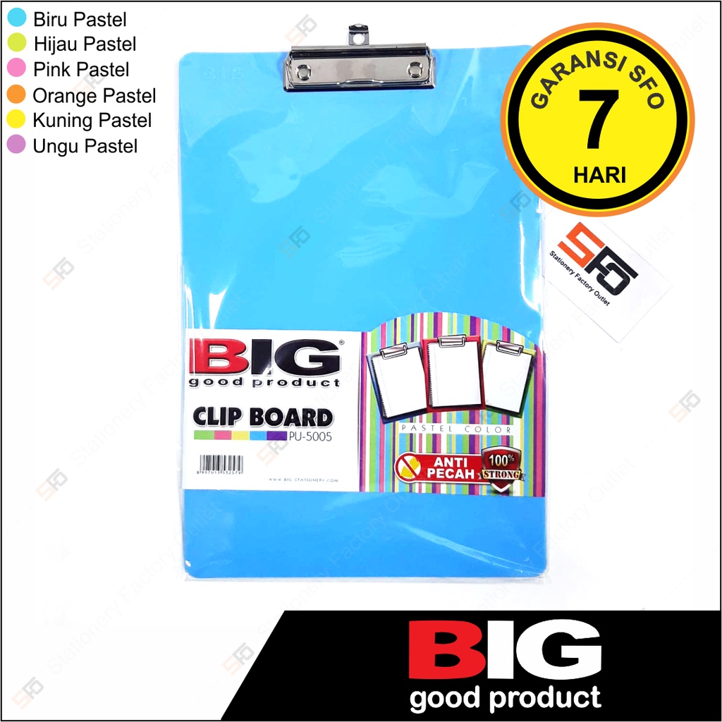 

Papan Ujian F4 Pastel Big 5005 - Clip Board Plastik - SFO Semarang Official
