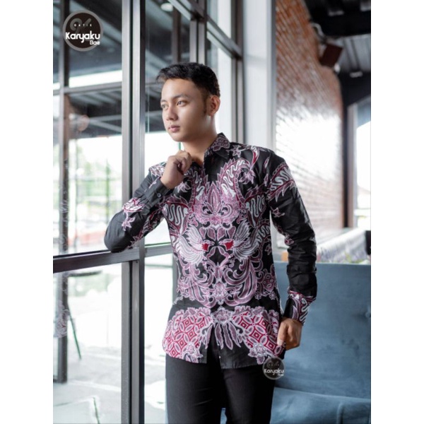 Kemeja Batik Slim Fit Pria Lengan Panjang Premium