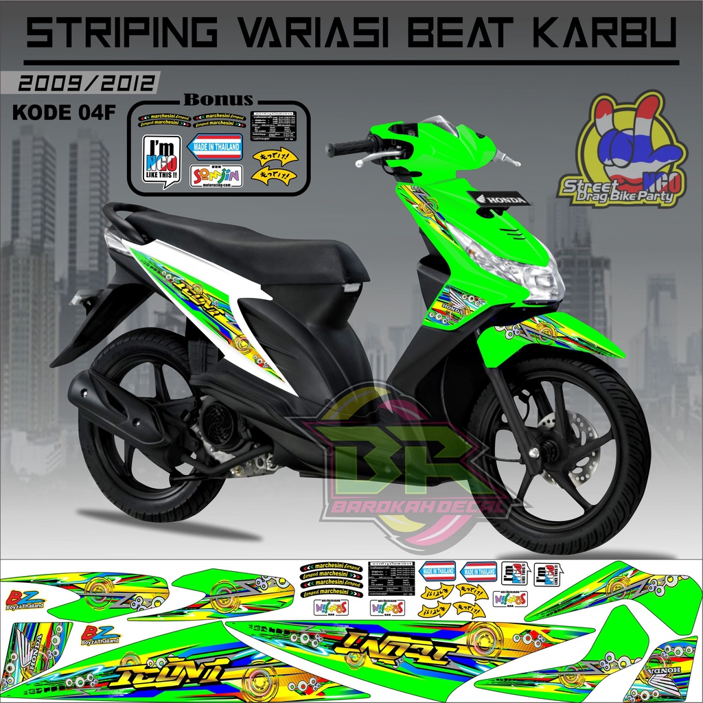 Striping Beat Karbu Stiker Lis Motor Beat Karbu kode 04