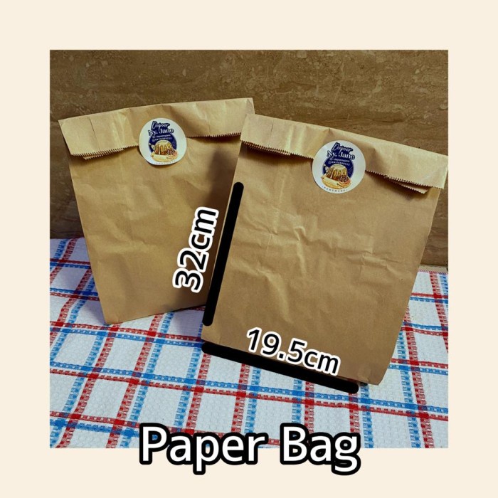 

✨ BISA COD ✨ Paper Bag (size L) Kantong Kertas - warna coklat dan putih - Cokelat, 50 pcs