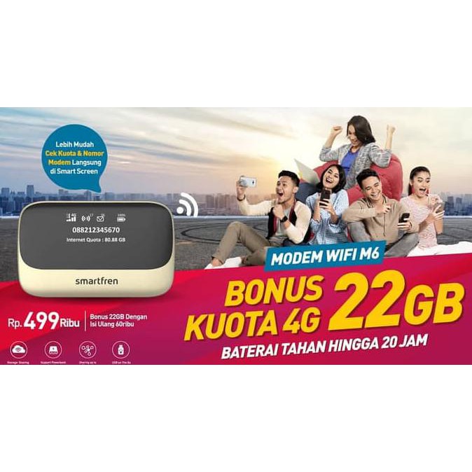 MIFI MODEM WIFI ROUTER 4G POWERBANK SMARTFREN ANDROMAX M5 BONUS KUOTA