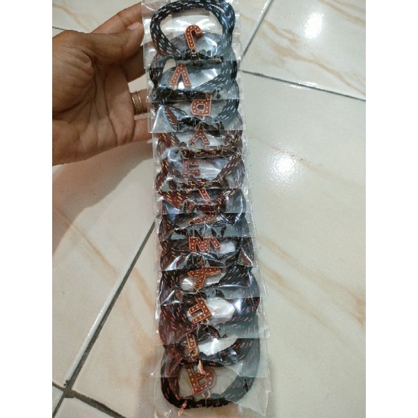 (70gr) 6pcs gelang tangan tali remaja-lurik huruf 6pcs