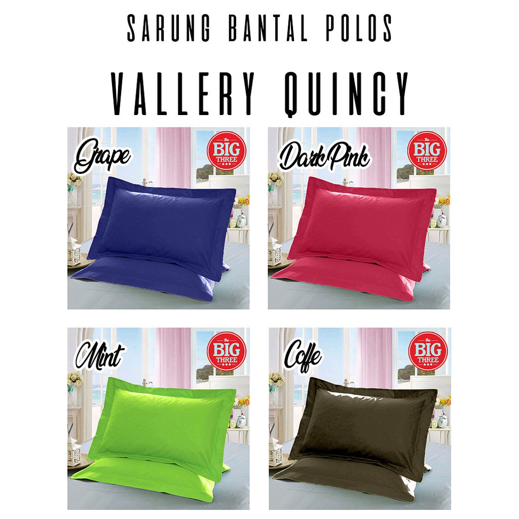 1 SET Sarung Bantal Polos PIGURA 50x70 cm merk QUINCY VALLERY warna orange pink ungu hijau - Sarban