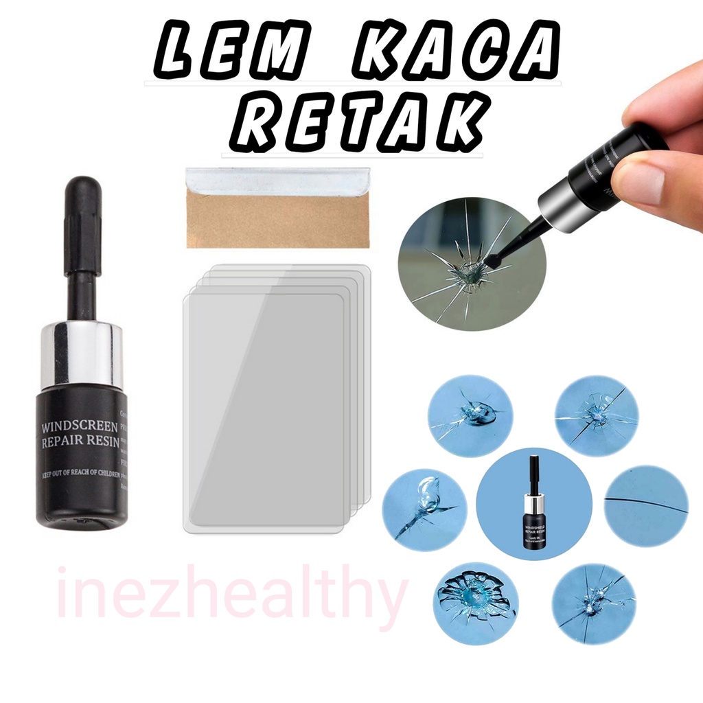 Windshield Lem Kaca Reparasi Kaca Mobil Hp LCD Retak Windshield Glass Repair Kit Sealent Perawatan Mobil Hitam