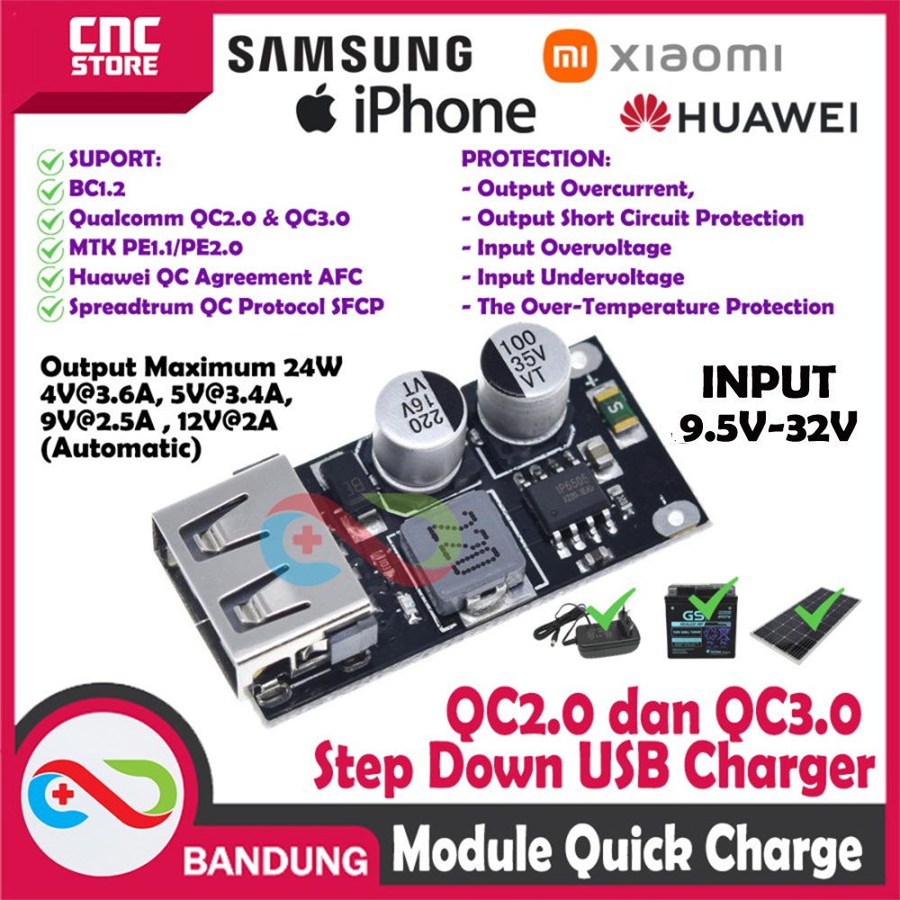 MODUL STEP DOWN FAST CHARGING QUICK CHARGE IP6505 QC 3.0 5V 9V 12V 3A MODULE