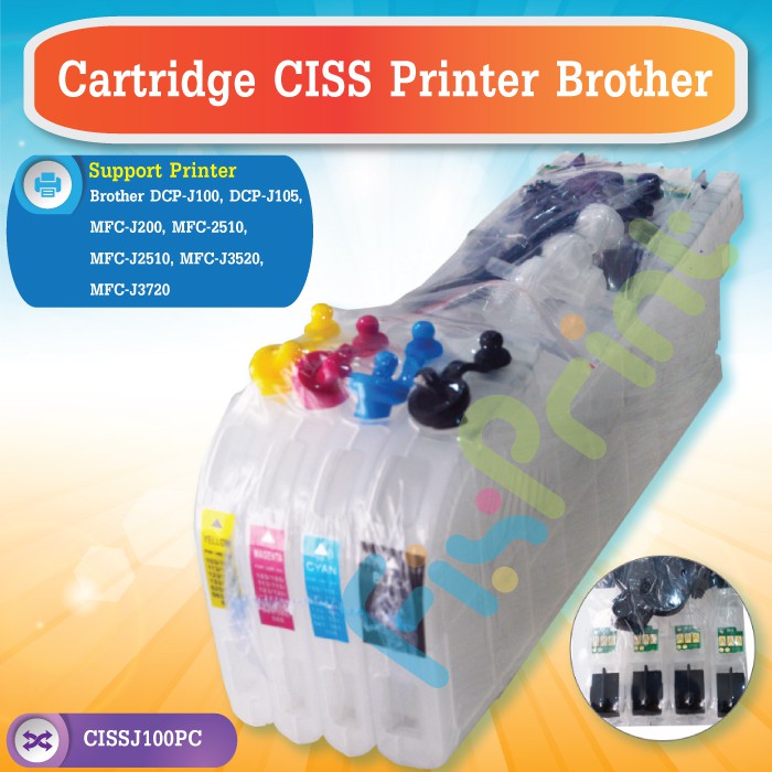 Cartridge CISS Brother Plus Chip LC101 LC103 LC105 Printer DCP J100 J105 J200 MFC2510 J3520 J3720