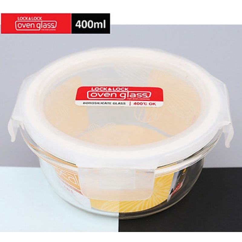 LLG822 - Lock&amp;lock Heat Resist Air Tight Glass Round 400ML