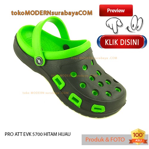 PRO ATT EVK 5700 HITAM HIJAU sandal anak sandal bakpao ringan