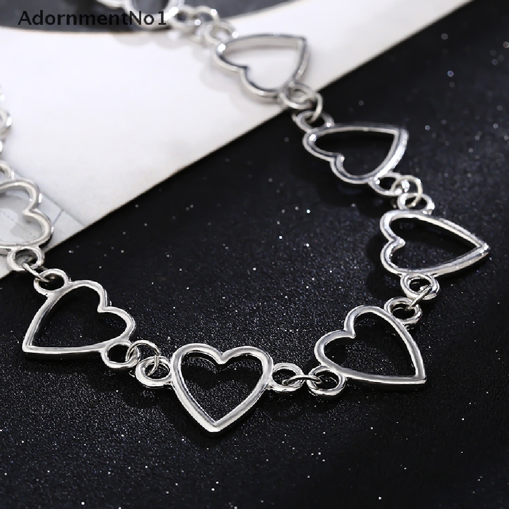 (AdornmentNo1) Kalung Choker Rantai Pendan Hati Hollow Gaya Punk