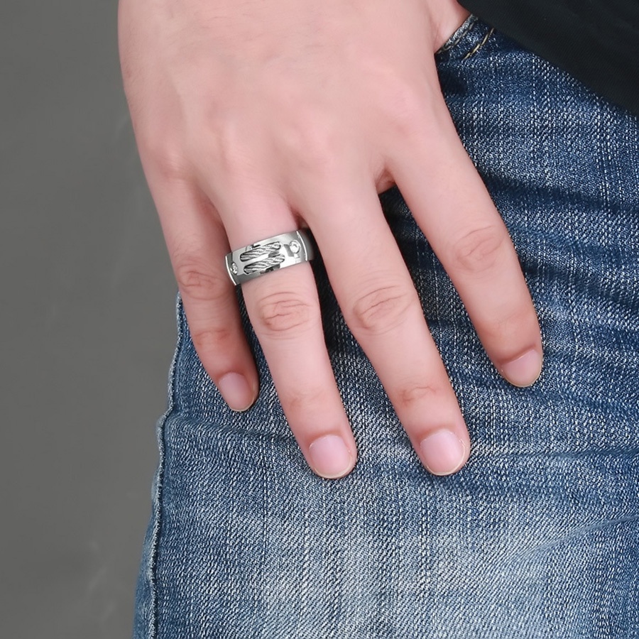 Cincin Berlian Baja Titanium Perak Vintage Pria Punk Fashion Kristal Pertunangan Pernikahan Rings