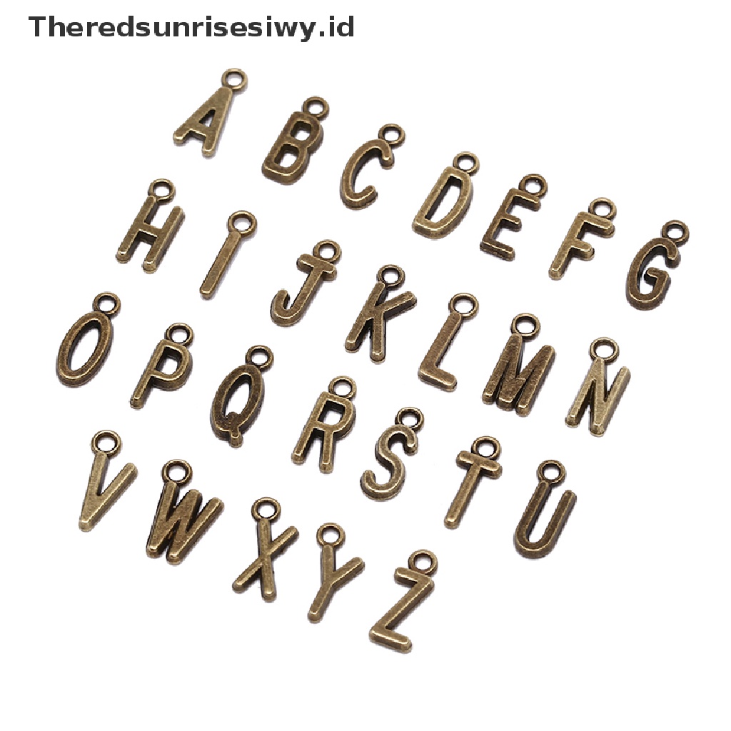 (Theredsunrisesiwy.Id) 26pcs Liontin Huruf Alfabet A-Z Warna Silver / Gold Untuk Diy Perhiasan Charms