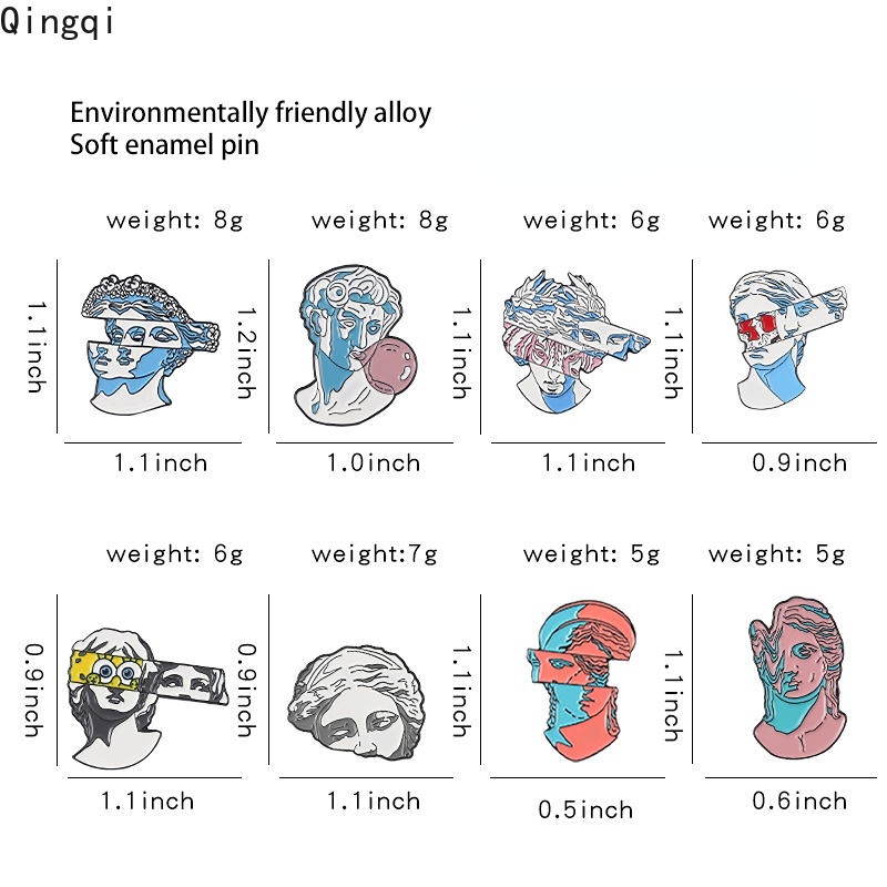 Bros Pin Enamel Bentuk Patung Kartun 8 Gaya Untuk Hadiah Teman