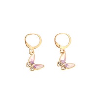 LRC Anting Tusuk Fashion Dripping Butterfly Alloy Earrings With Diamonds K37034