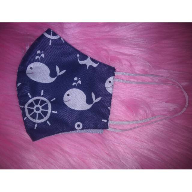 Masker motif Paus Navy headloop(hijab)