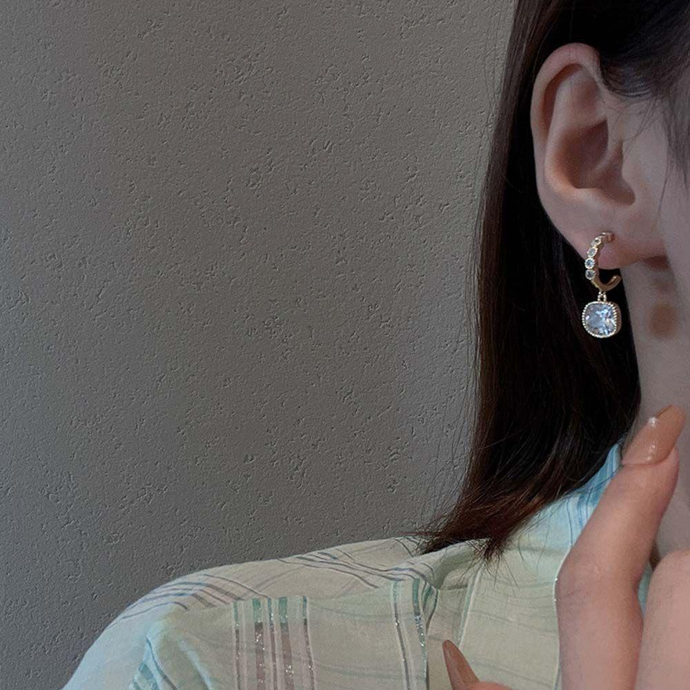 Mxbeauty Anting Menjuntai Trendi Hadiah Sederhana Perempuan Geometris Zirkon Korea Ear Stud