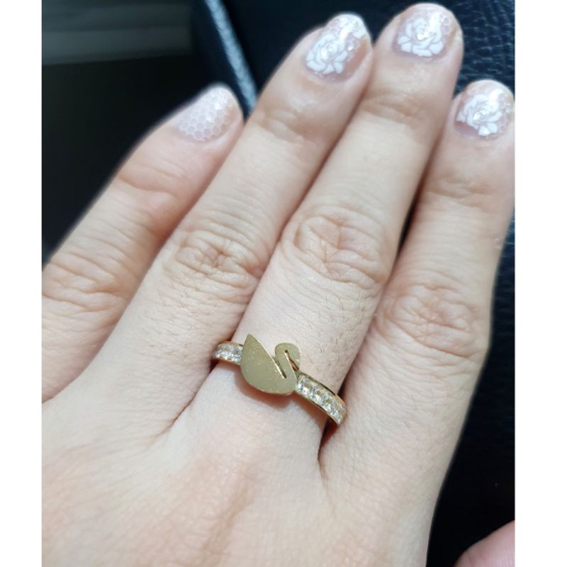 Cincin Titanium Asli Mata Kilau  Anti karat Stainless steel 021