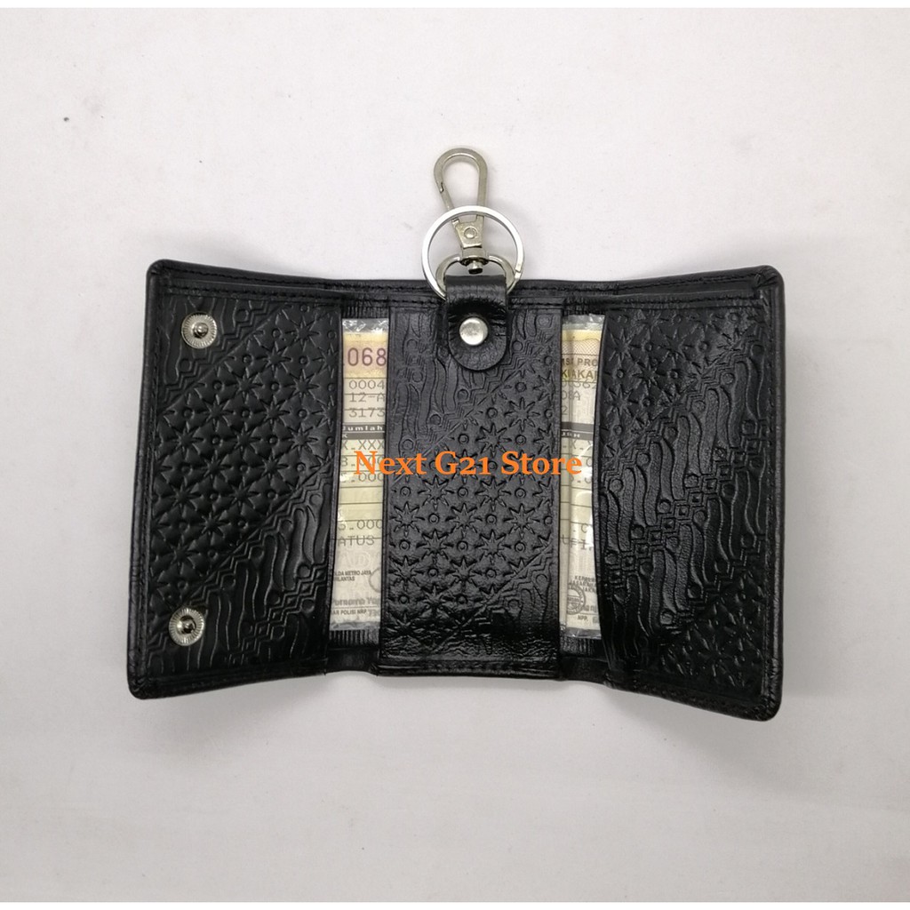 Dompet STNK Mobil dan Motor Kulit Asli Semi Reject, Model Tiga Lipat Motif Batik