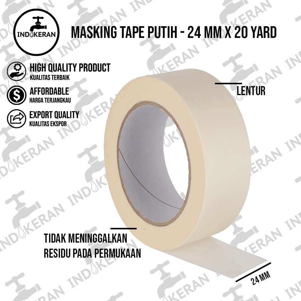 INDOKERAN - Masking Tape Putih - 24 MM x 20 Yard