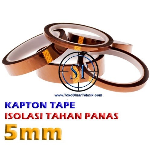 Isolasi Tahan Panas Kapton Tape 5mm Heat Resistant Polymide Film Gold (High Temperature Polymide Tape)