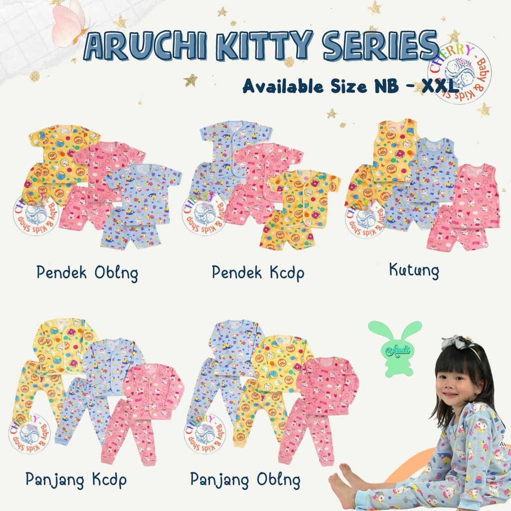 Setelan Piyama Kitty Series NB - XXL Aruchi Setelan Pendek Panjang Kutung Girl Series New Motif Printing CBKS