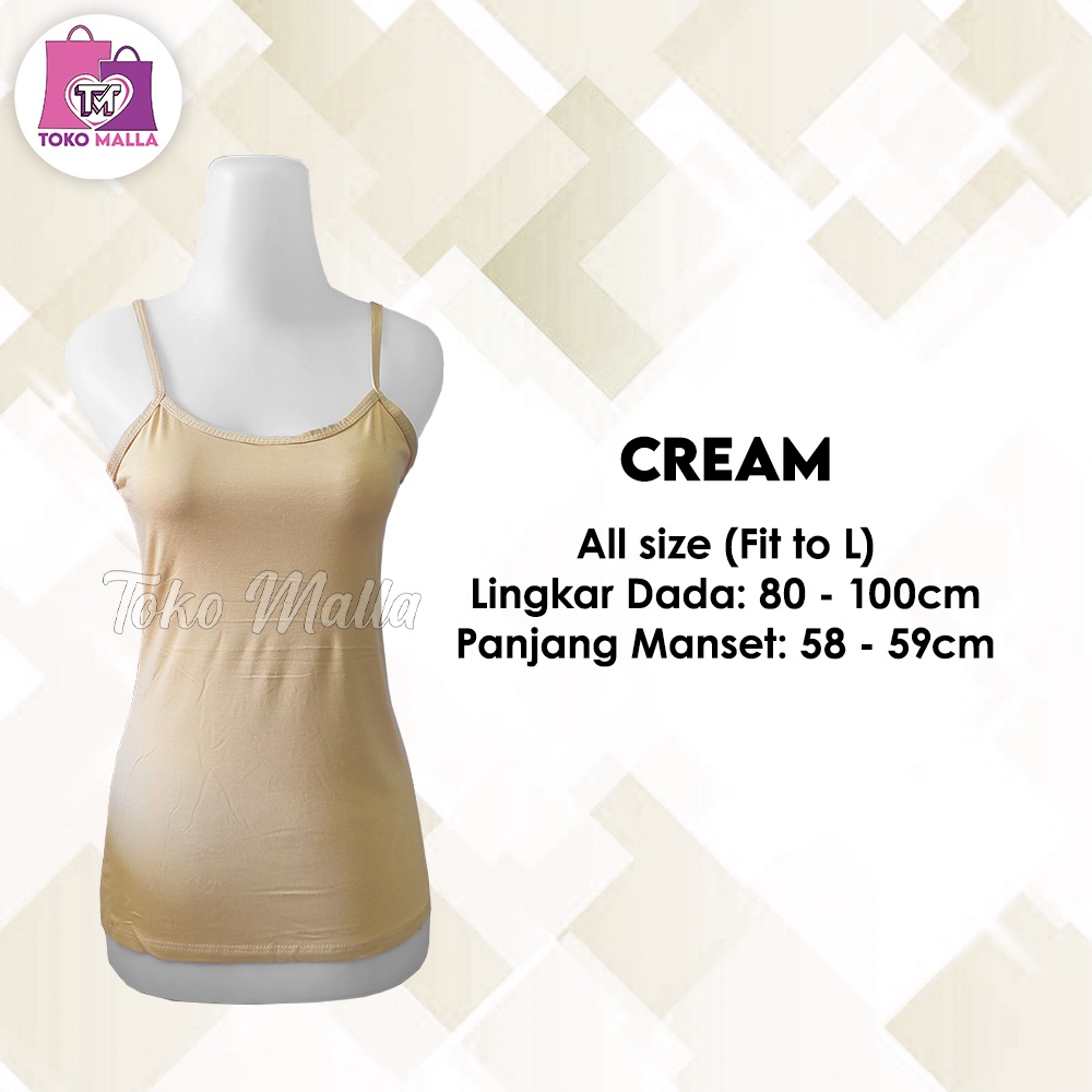 Camisol PREMIUM Tanktop Renda Tali Kecil, Tanktop Wanita Camisol Tali Kecil Camisole slim Ready stok-Cream