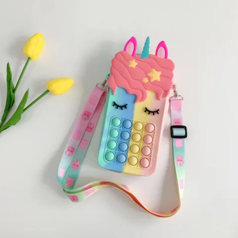 Tas Pop it unicorn Jumbo LED muat Hp