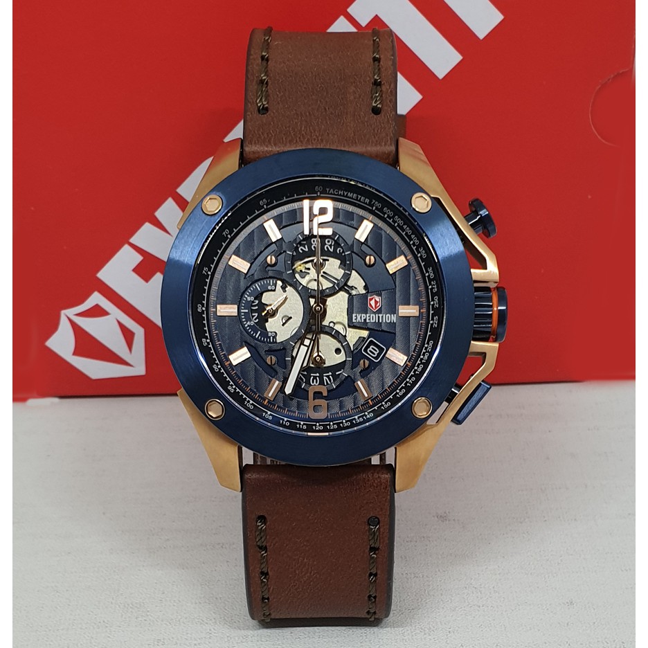 Expedition E6697 Rosegold Blue Jam Tangan Pria Original