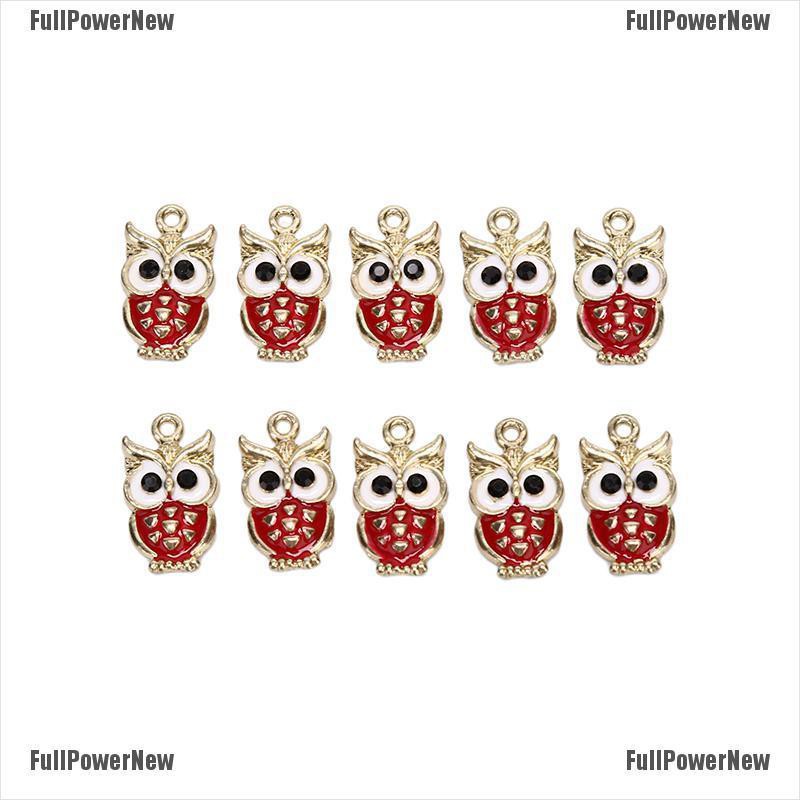 [FULLのJY] 10Pcs/Lot Owl Enamel Alloy Charms Pendant Necklace DIY Craft Jewelry Making Gift