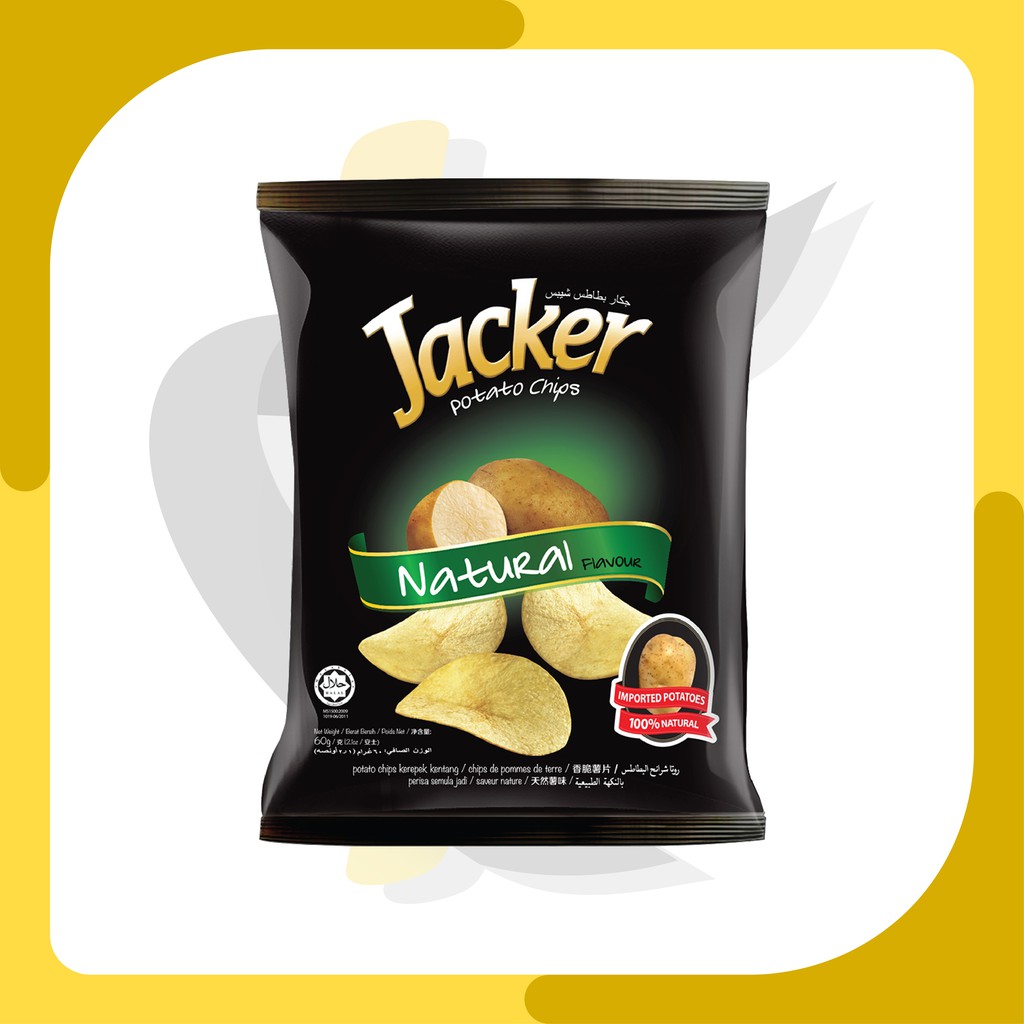 Snack Import Malaysia | Jacker Keripik Kentang/Potato Chips Natural Flavour 60gr
