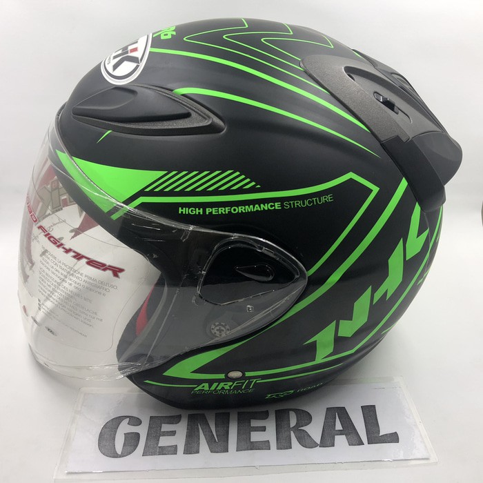 Helm NHK R6 Motif Airfit-R / Airfit Black Green Doff Hitam Hijau Dop