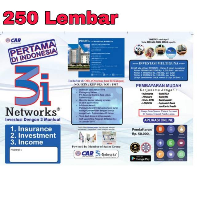 Brosur Car 3i Networks Simple bahan HVS 250 lembar