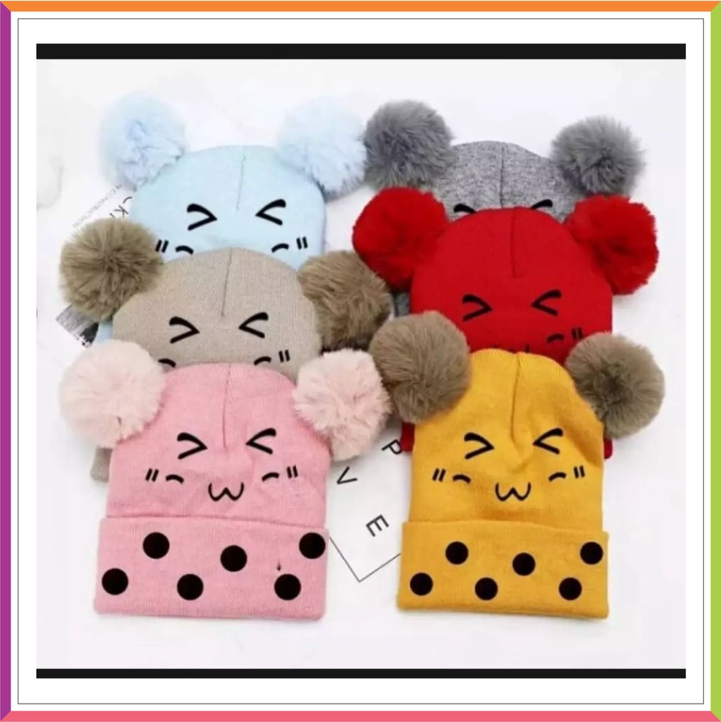 ❤ Fashionbabies ❤ TOPI RAJUT BAYI IMPOR POM POM BOBA / KUPLUK BAYI / TOPI ANAK HANGAT TEBAL