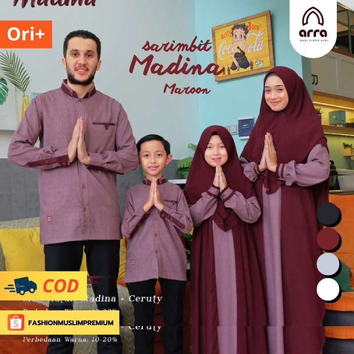 PREMIUM SARIMBIT MADINA MAROON Pakaian Fashion Baju Busana Koko Gamis Kurta Pakistan Kemko Muslim Pr