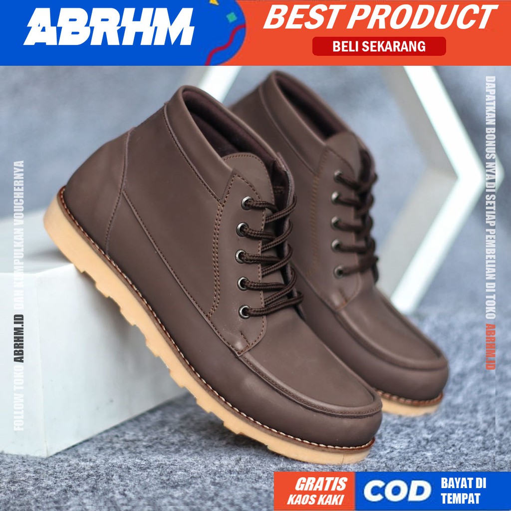 ABRHM x HARLY Sepatu Boots Casual Pria Semi Kulit Kasual Kerja Cowok Original