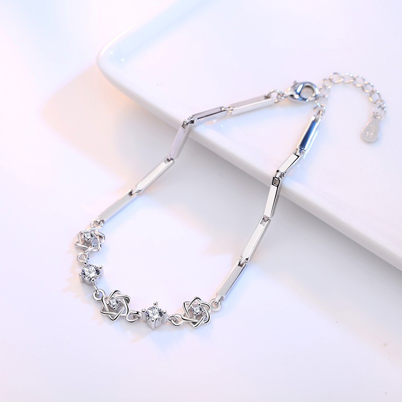 gelang perak 925 asli untuk wanita Perhiasan Fashion bunga waktugelang tangan perempuan