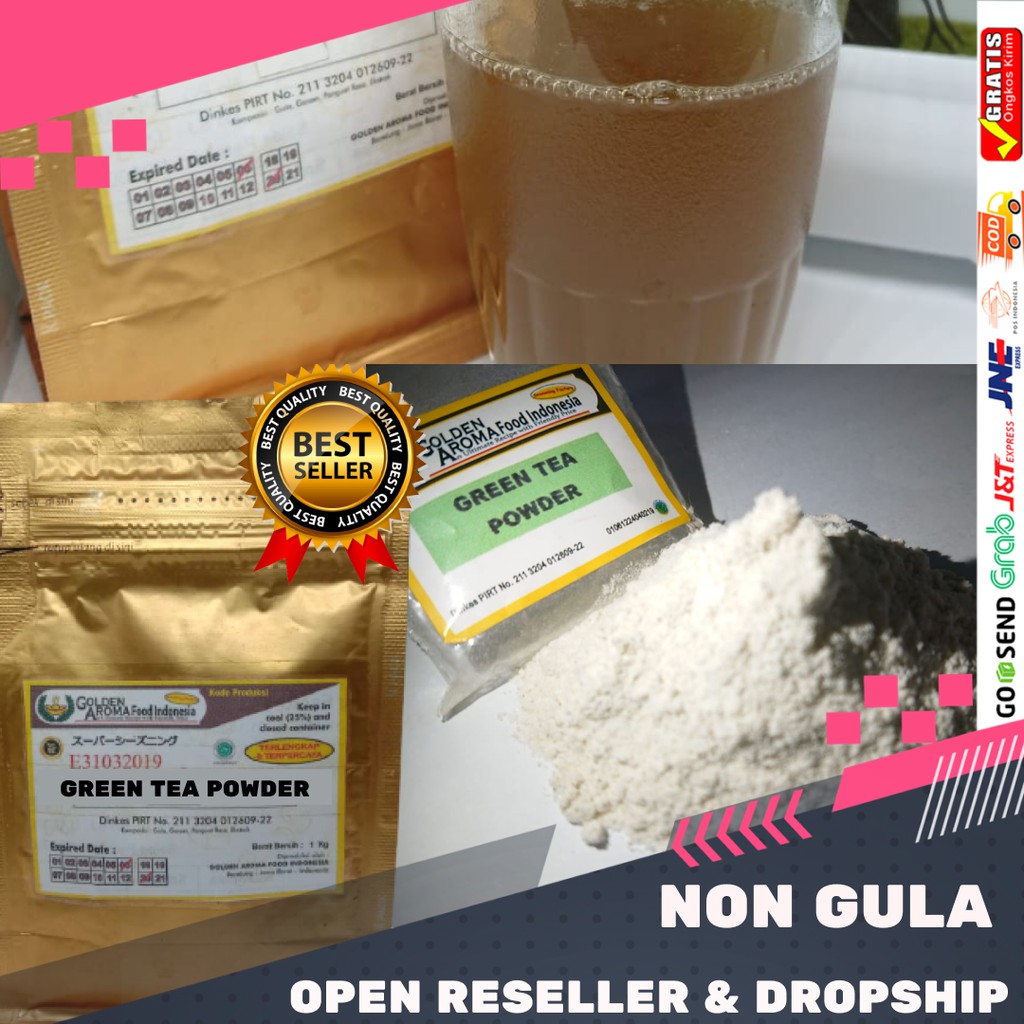 

Bubuk Serbuk minuman premium aneka rasa green tea powder NON GULA enak halal siap pakai