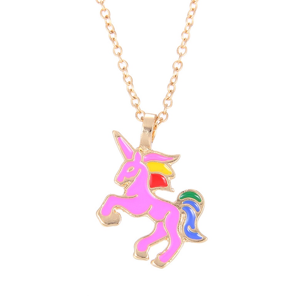 Hu Hu Hu Hu Hu Alat Bantu Pasang Kacamata♡ Kalung Rantai Liontin Unicorn Bahan Alloy Untuk Wanita