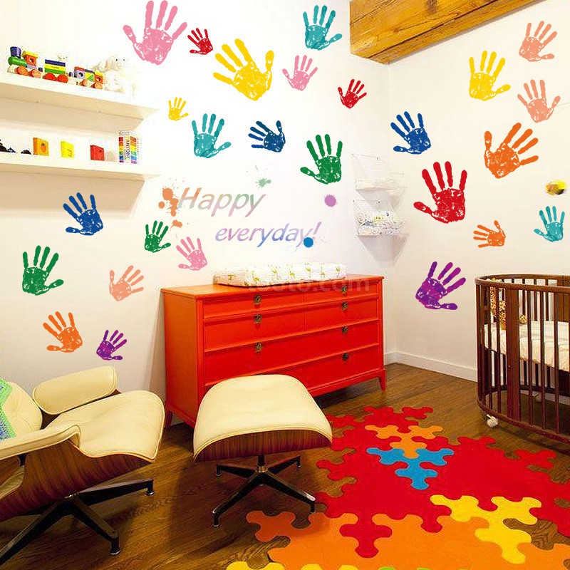 RELIZA WALL STICKER ANAK KIDS TANGAN BABY HAPPY EVERYDAY STIKER DINDING XL8211